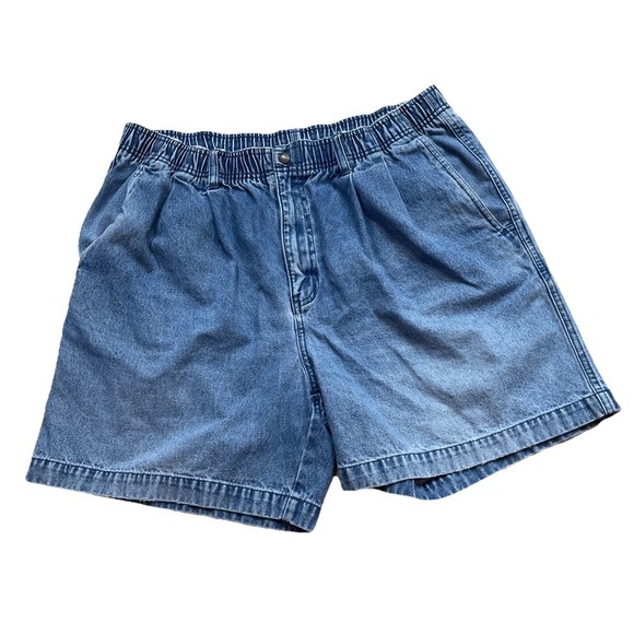 Eddie Bauer Pants - Vintage Eddie Bauer Women's 36"Waist Shorts Denim Jean Blue Elastic Waist